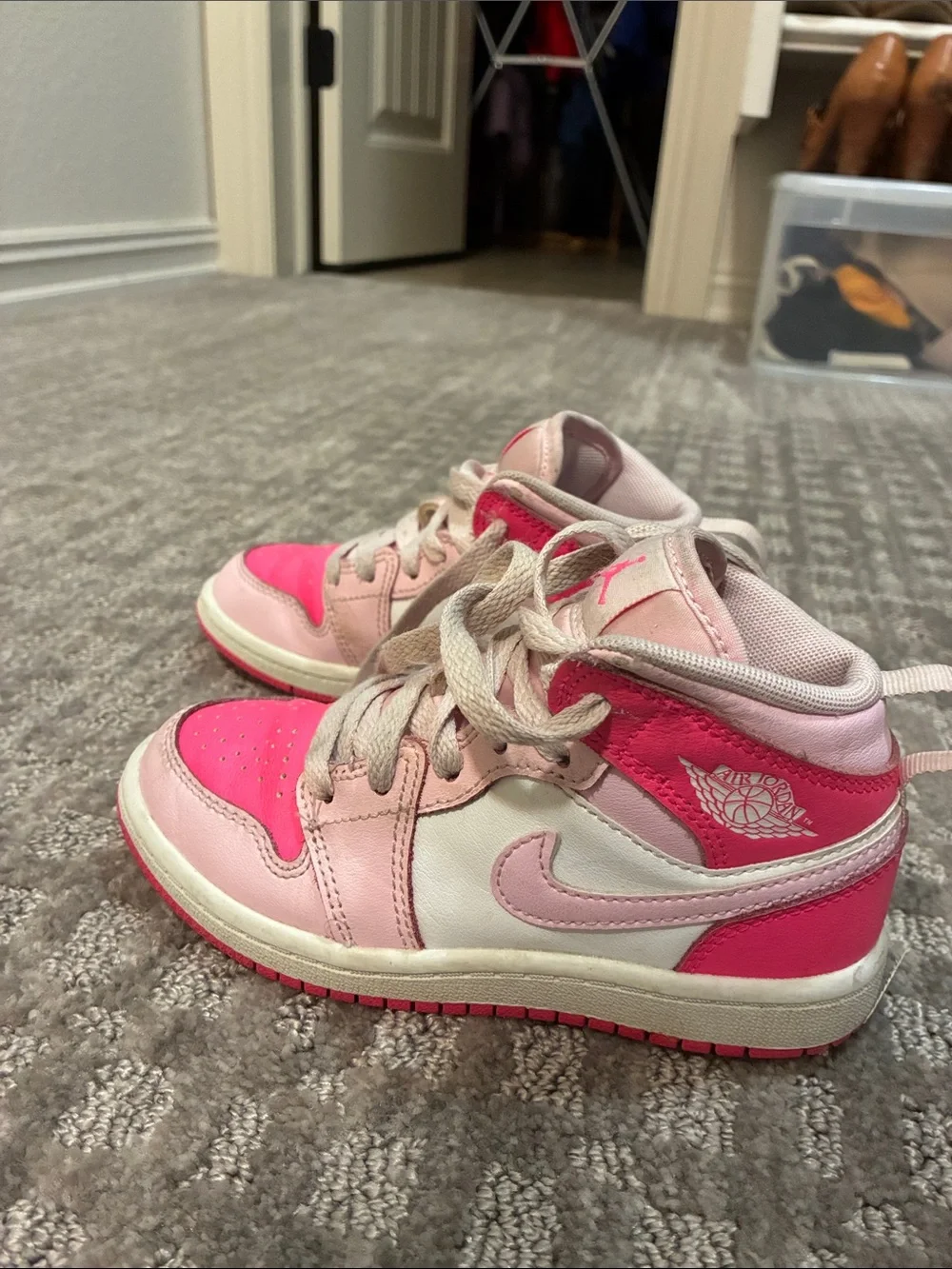 Nike Air Jordan’s Kids' Pink and Hot Pink High-Top Sneakers